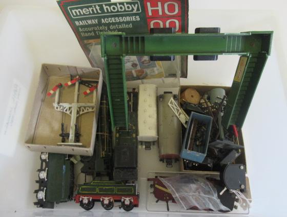 Playworn trackside accessories and made up plastic models Image