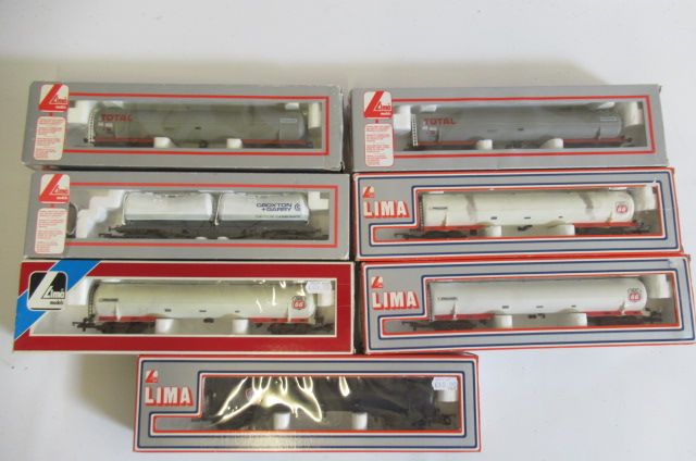 Seven Lima large bogie tanker wagons and items Image