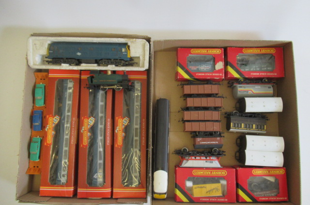 Hornby passenger coaches and goods wagons including Intercity and G.W.R. Image
