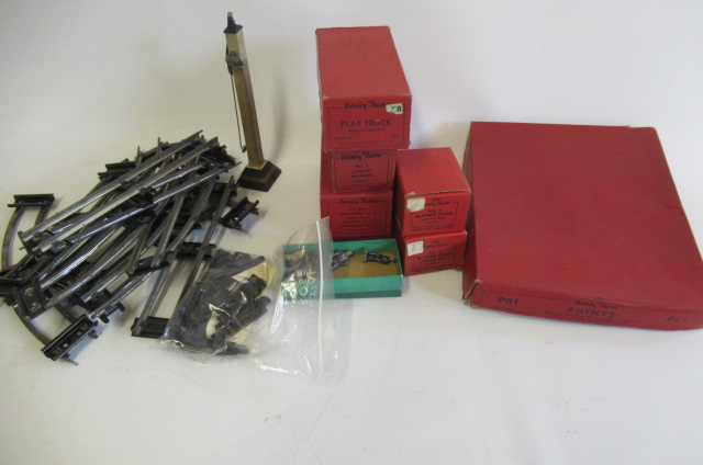 Hornby post war accessories and clockwork track including two buffer stops Image