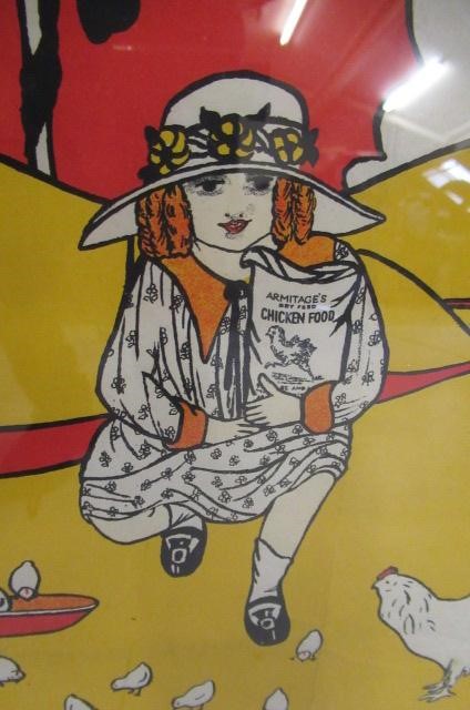 A 1930's framed cardboard advertising sign "Armitage's Dry Chick Foods" Image