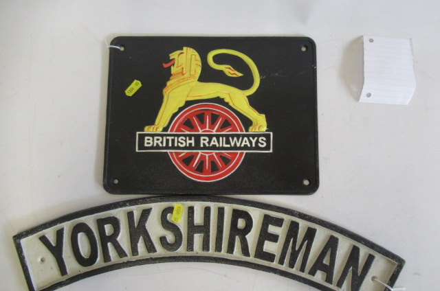 A cast iron sign of British Railway Lion over wheel Image
