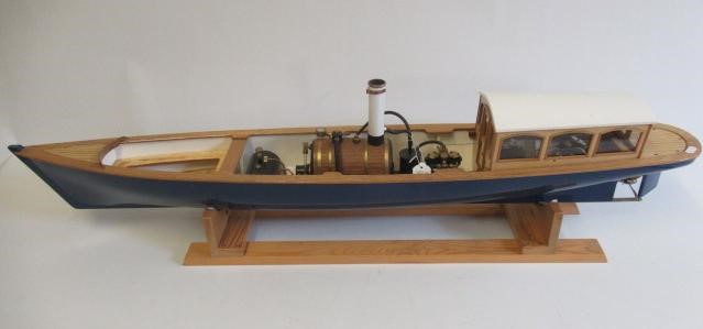 A radio controlled steam launch fitted with non-reversing twin cylinder steam engine and gas boiler Image
