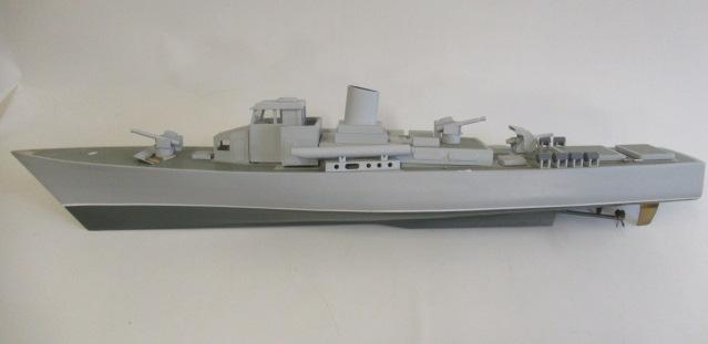 A radio controlled motor torpedo boat of wooden construction with two electric motors and R.C. Image