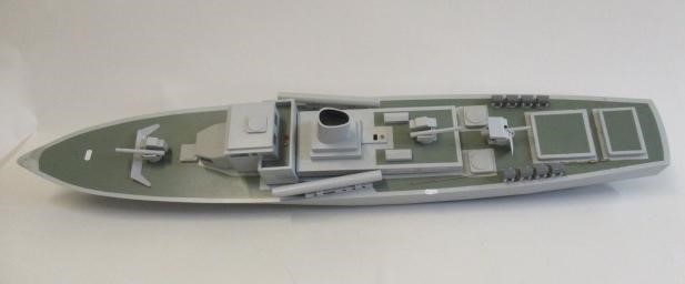 A radio controlled motor torpedo boat of wooden construction with two electric motors and R.C. Image