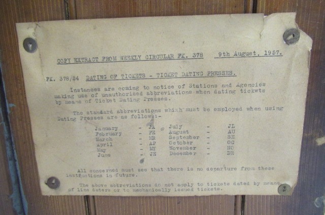 A railway ticket cabinet containing a large number of unused tickets for destination in Ireland Image