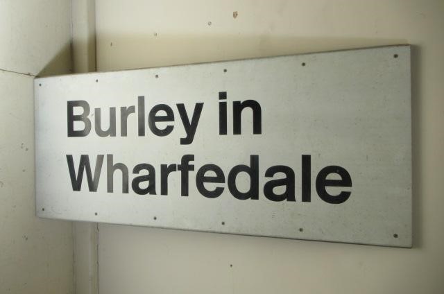 A 1970 B.R. station name board "Burley in Wharfedale" Image