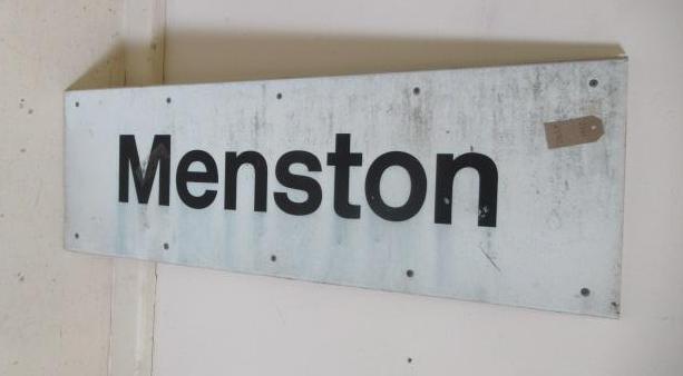 A 1970 B.R. station name board "Menston" Image