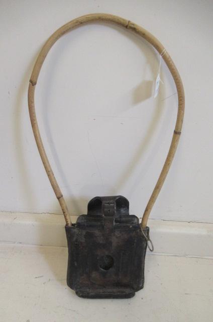 A signal box token holder leather pouch with bamboo handle Image