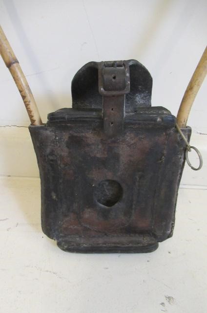 A signal box token holder leather pouch with bamboo handle Image