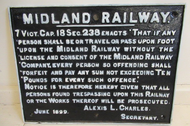 A Midland Railway cast iron Trespass Notice Image
