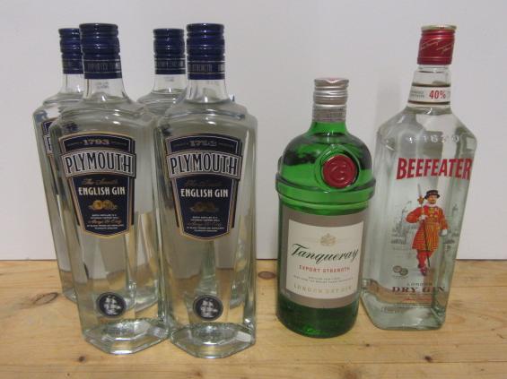 Six litre bottles of Gin comprising four Plymouth English Gin Image