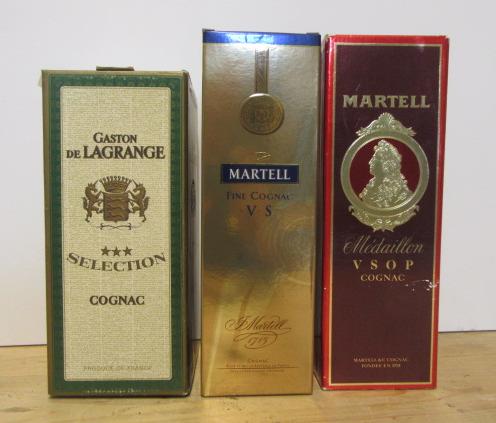 One bottle Martell V.S. Cognac and one bottle Martell Medaillon Cognac Image