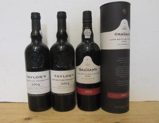 Two bottles 2004 Taylors LBV and one bottle 2005 Grahams LBV (3) (Est. plus 21% premium inc. VAT) Image