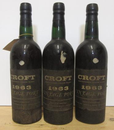 Three bottles 1963 Croft (Est. plus 21% premium inc. VAT) Image