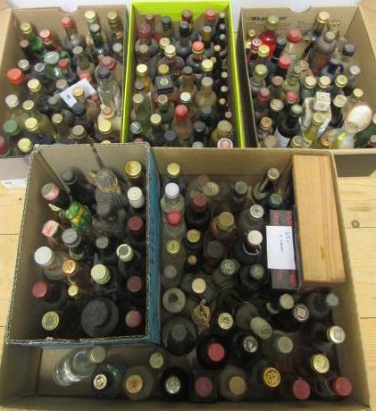 Approximately one hundred and eighty various miniatures of liqueurs Image