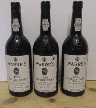 Three bottles 1983 Warre's (Est. plus 21% premium inc. VAT) Image