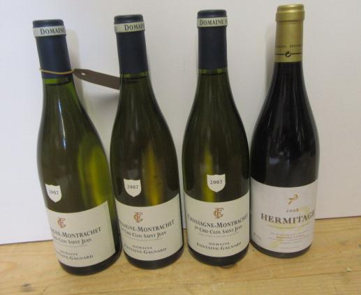 Three bottles 2007 Chassagne-Montrachet 1er Cru Clos Saint Jean Image