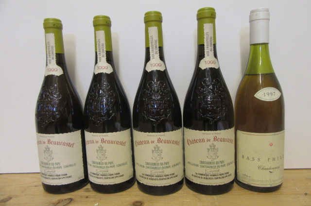 Four bottles 1999 Chateauneuf-du-Pape Chateau de Beaucastel and one other bottle (5) (Est. plus 21% Image