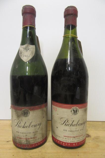Two bottles 1953 Richebourg Image