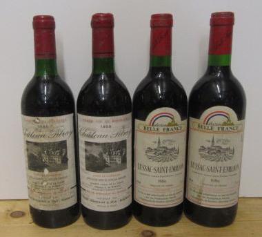 Two bottles 1988 Cheateau Pitray Cotes de Castillon and two bottles 1986 Lussac-Saint-Emilion (Est. Image