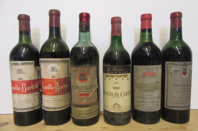 Three bottles 1945 (2) and 1943 Chateau Leoville-Barton Image