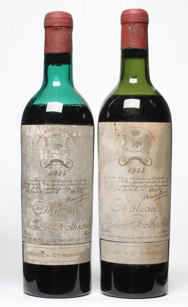 Two bottles 1944 Chateau Mouton Rothschild Medoc Nos.36192 and 38202 (Est. plus 21% premium inc. Image