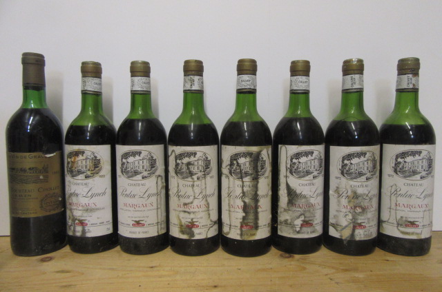 Seven bottles 1972 Chateau Pontac-Lynch Margaux and one bottle 1980 Chateau Tourteau Chollet (8) Image
