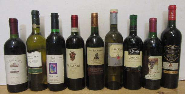Nine various bottles of European and other table wines (Est. plus 21% premium inc. VAT) Image