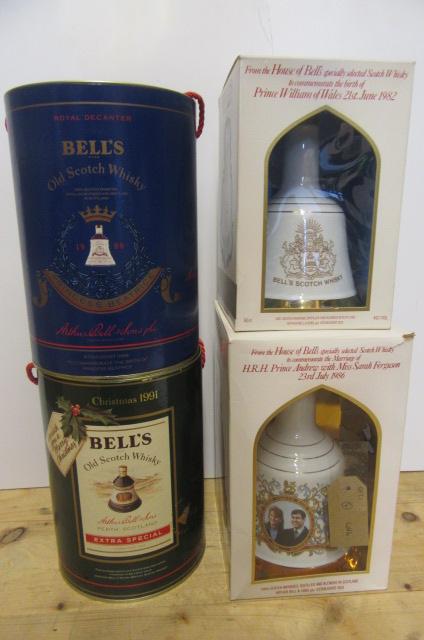 Four Bell's Whisky decanters comprising Christmas 1991 Image