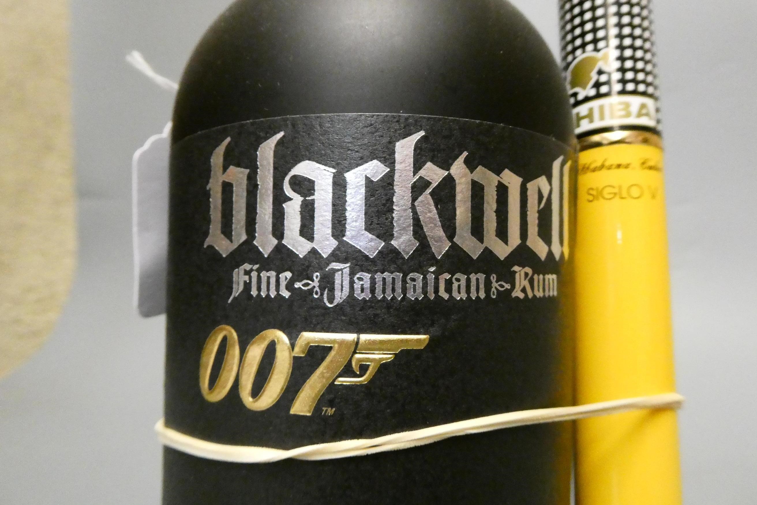 A bottle of Blackwell 007 fine Jamaican rum, limited edition, 20%, 70cl, together with a Cohiba Image