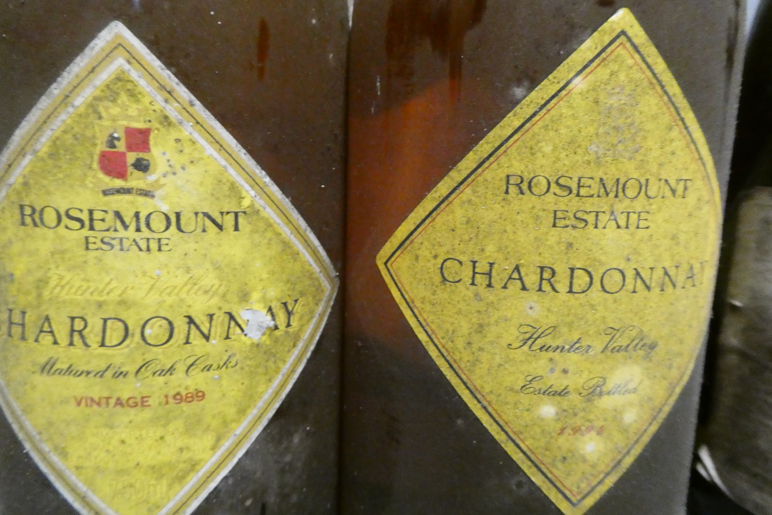 Seven bottles of wine, comprising two 1988, two 1989 and one 1994 Rosemount Estate Chardonnay, a Image