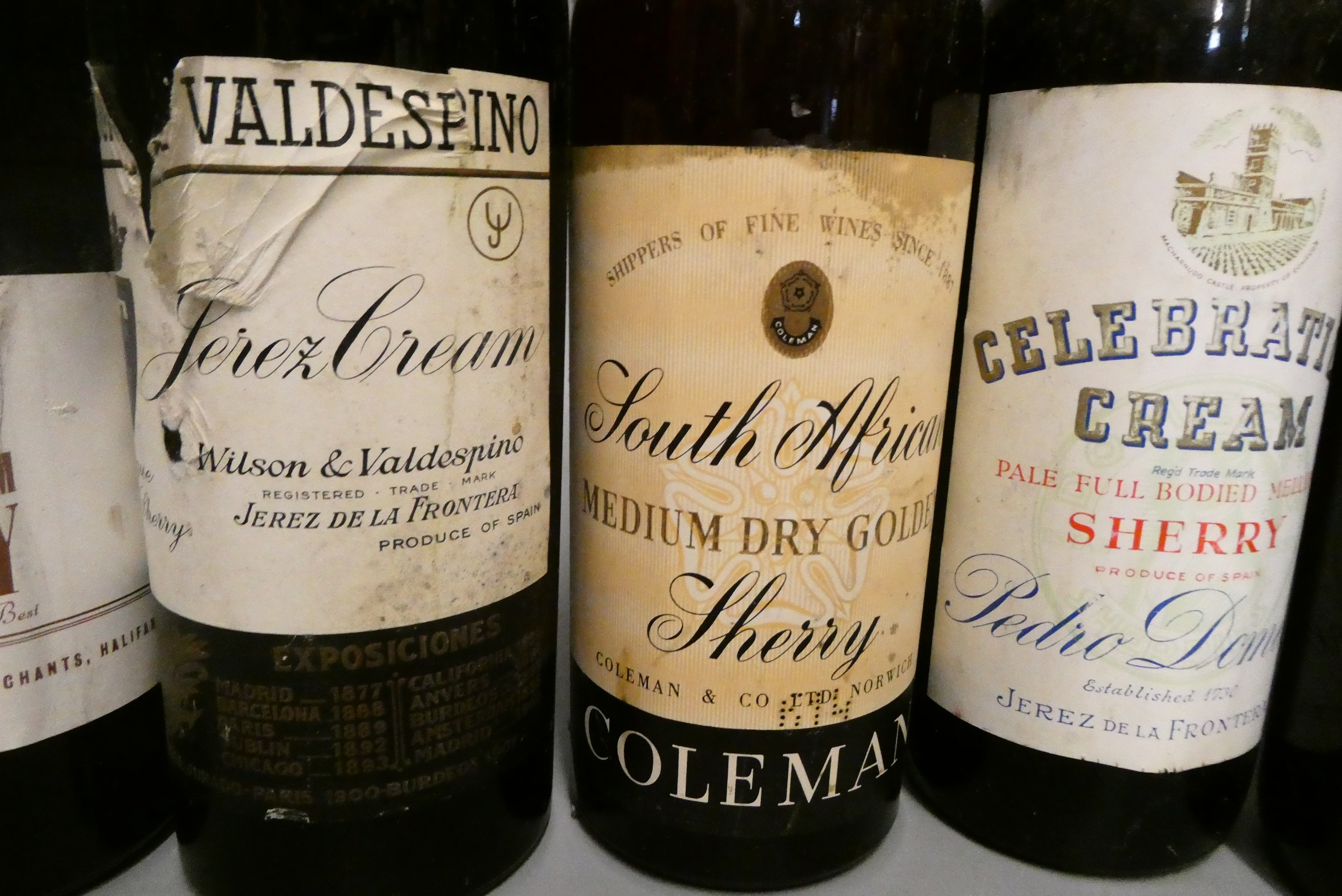 Eleven bottles of sherry, inlcuding Jerez Cream, South African medium dry, Pedro Domecq celebraion Image