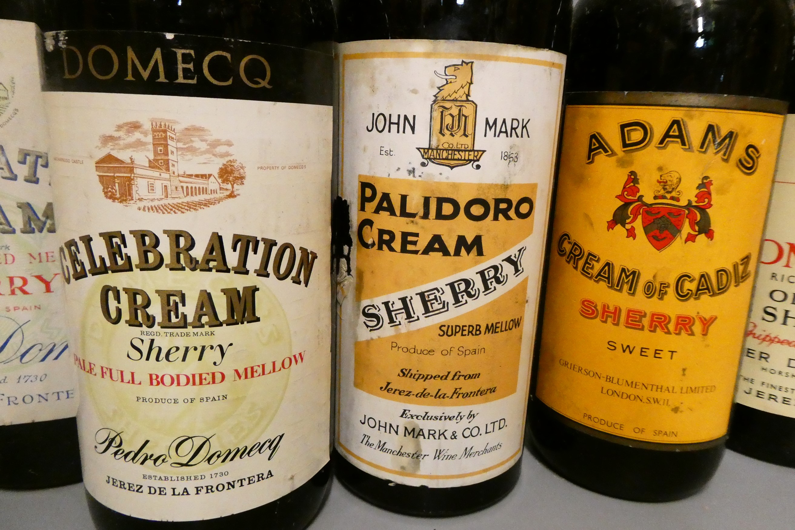 Eleven bottles of sherry, inlcuding Jerez Cream, South African medium dry, Pedro Domecq celebraion Image