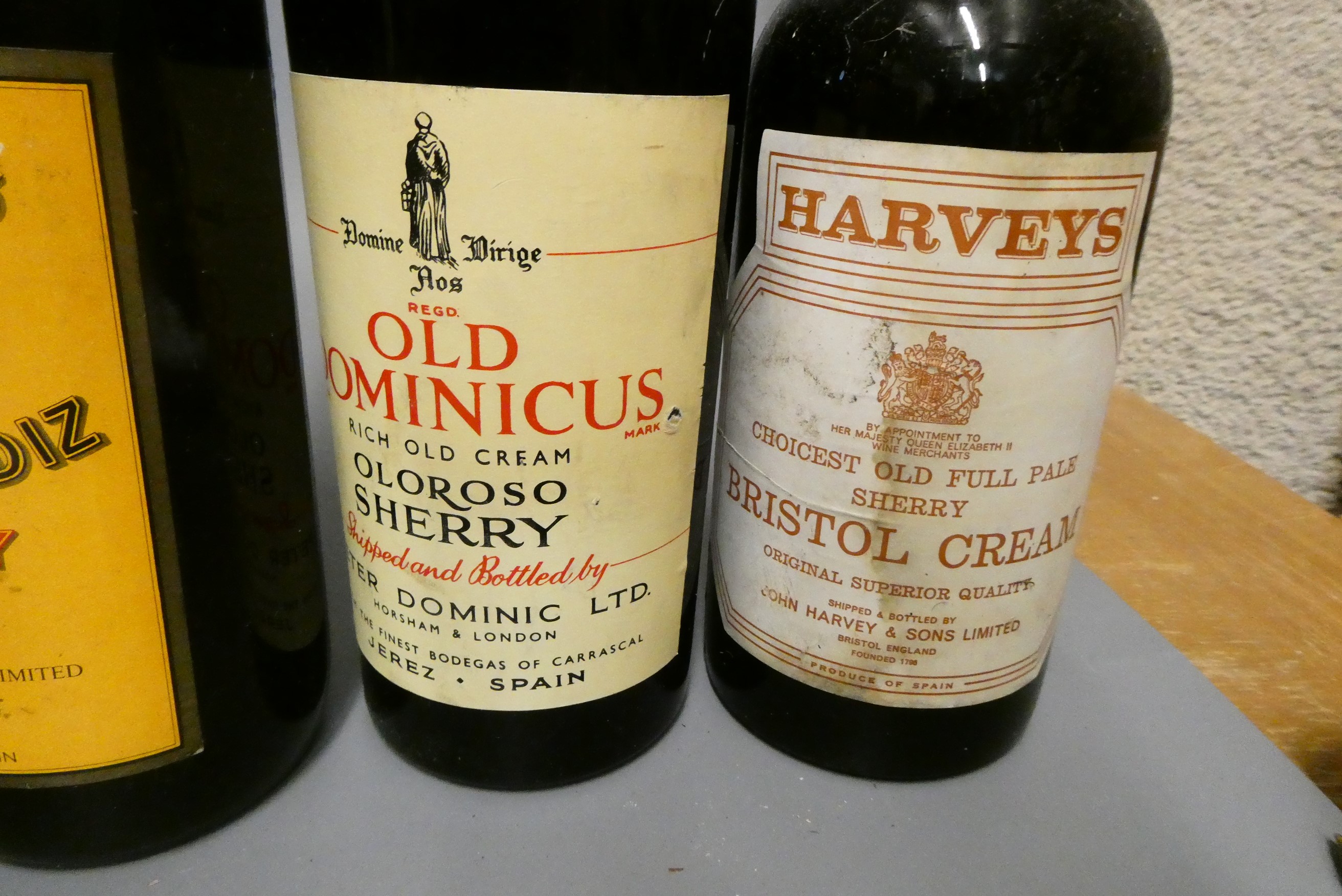 Eleven bottles of sherry, inlcuding Jerez Cream, South African medium dry, Pedro Domecq celebraion Image