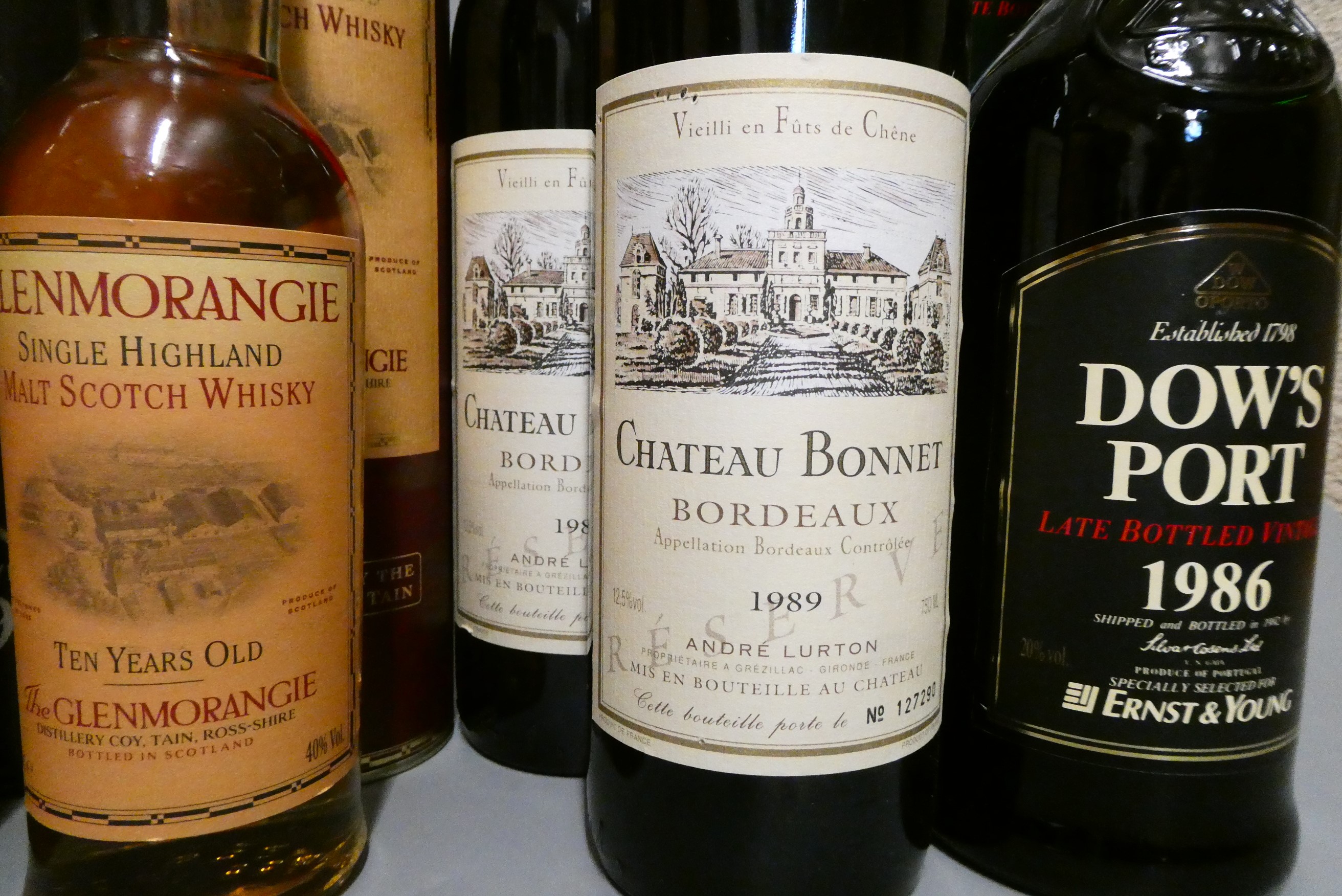 Seven bottles of port Image