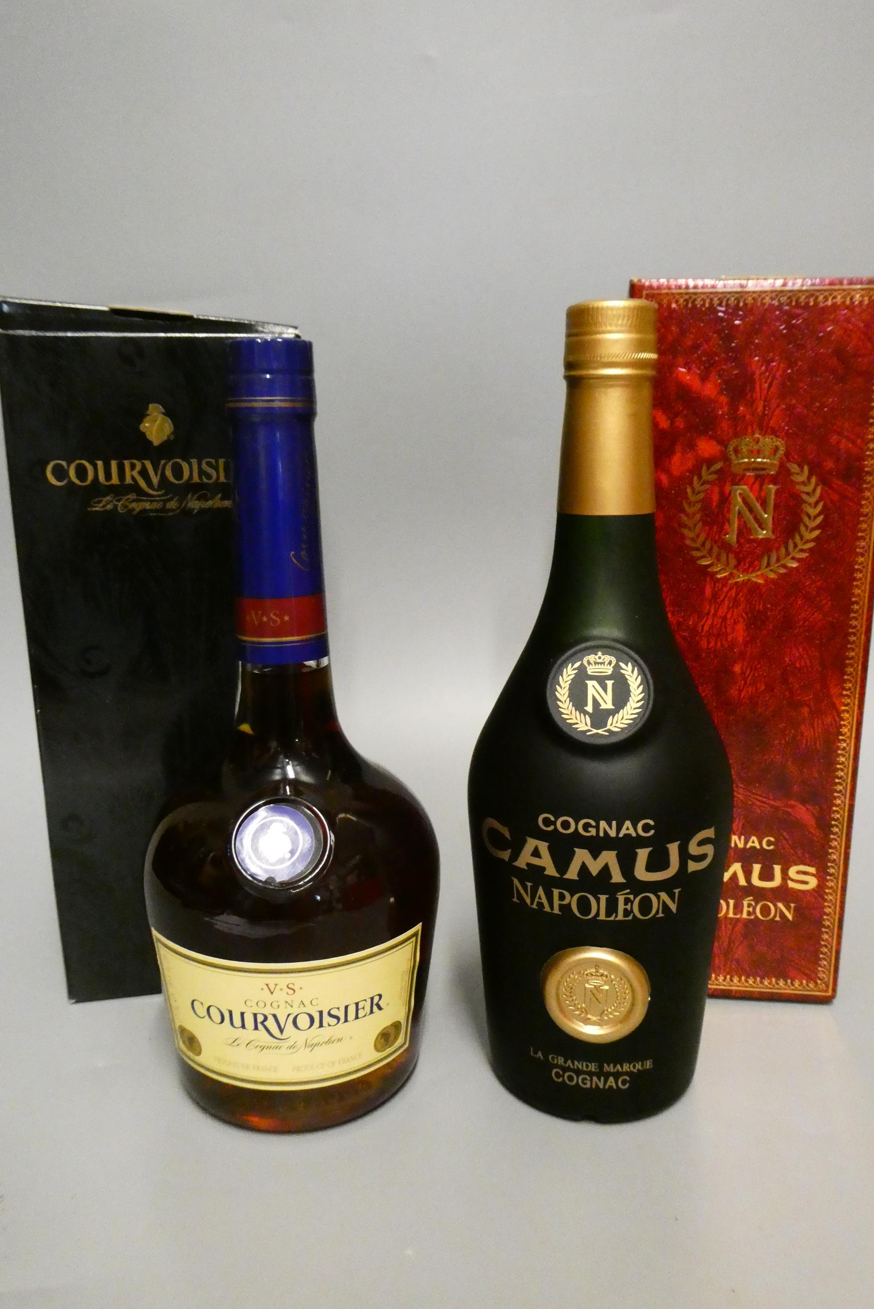 Two boxed bottles of Cognac, comprising a Camus Napoleon, La Grand Marque, and a VS Courvoisier Image