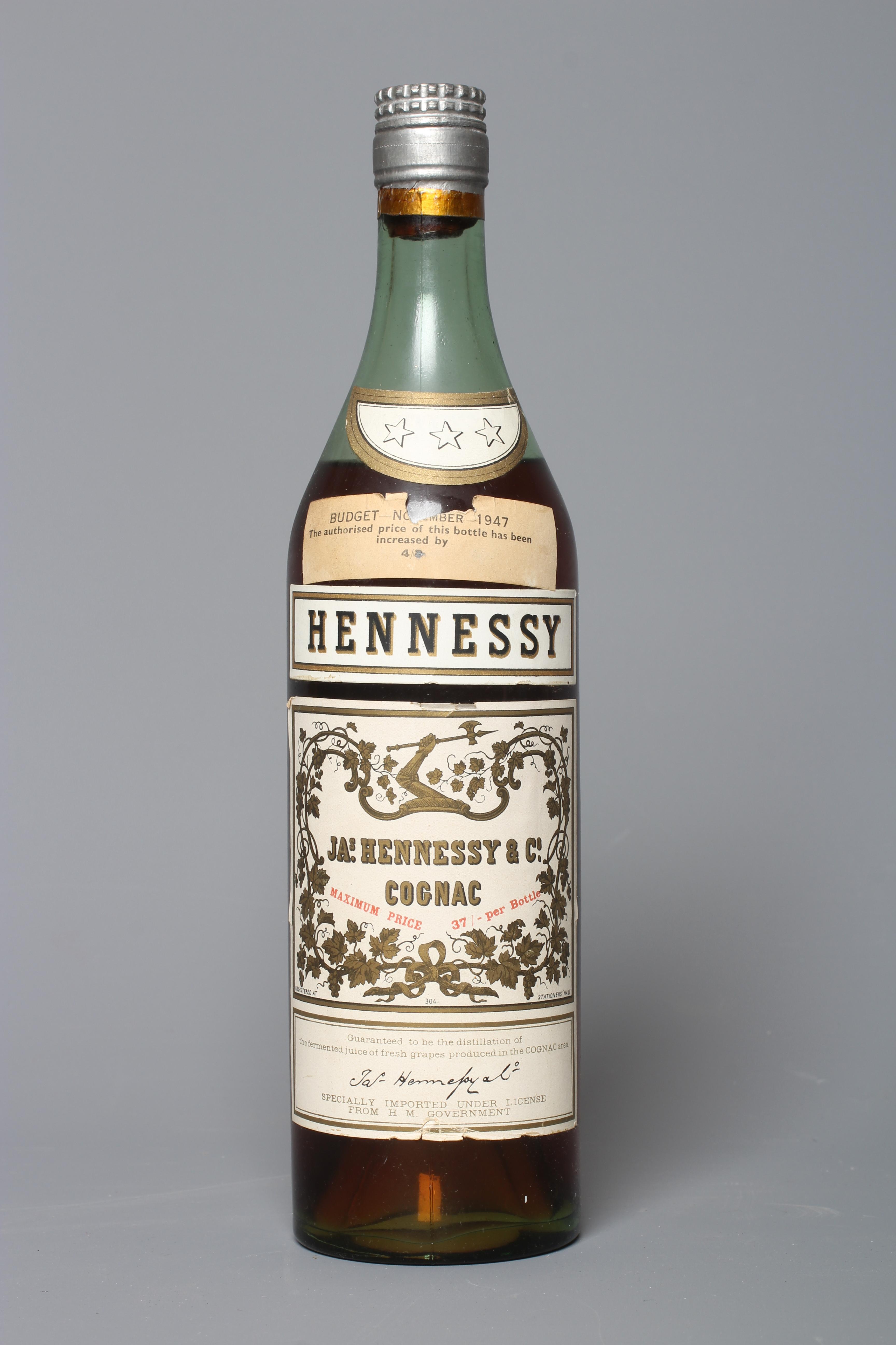 Hennessy three star cognac, 1947(?) (Est. plus 24% premium inc. VAT) Image