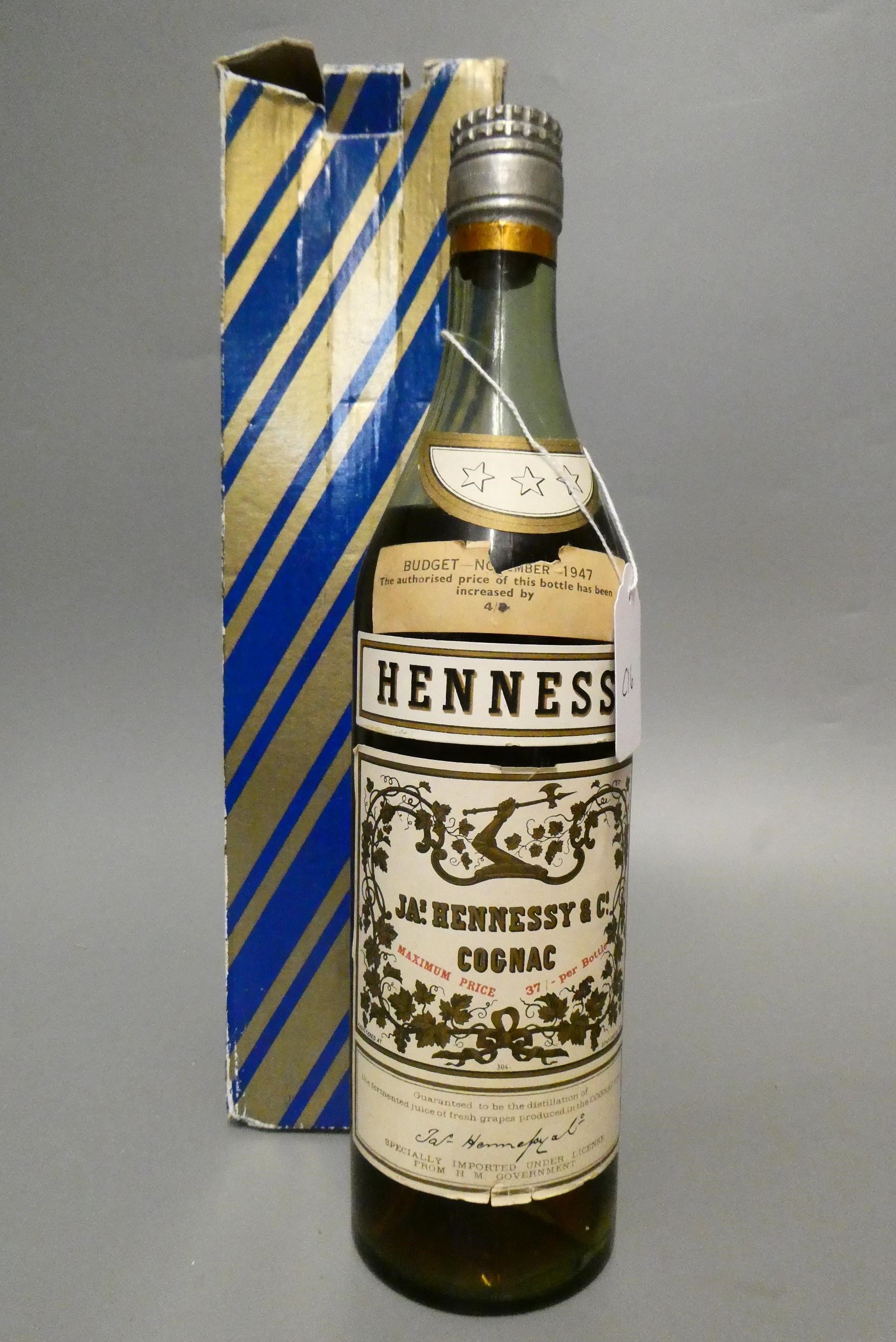 Hennessy three star cognac, 1947(?) (Est. plus 24% premium inc. VAT) Image
