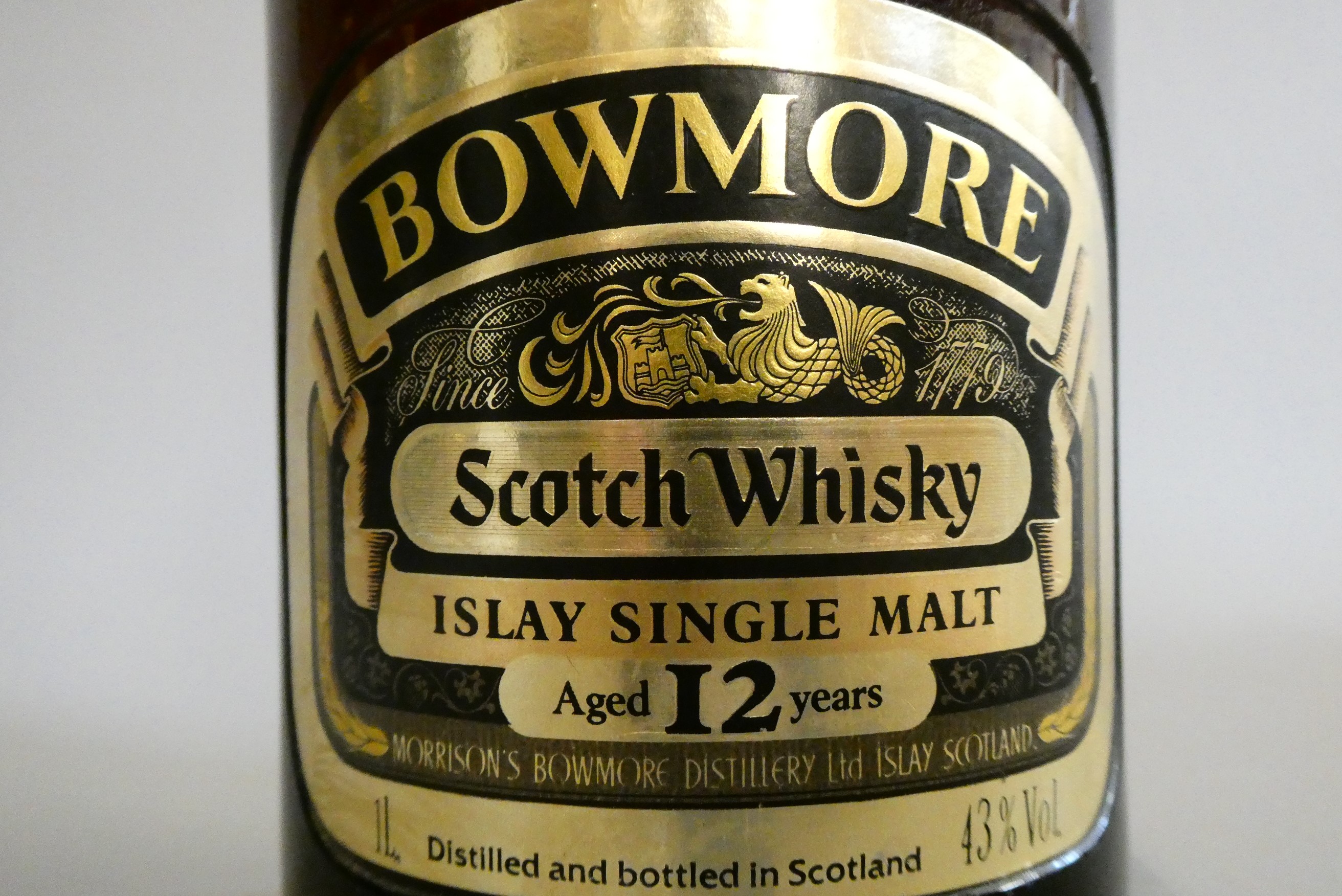 Bowmore 12yr old Islay single malt whisky, 1litre, 43% (Est. plus 24% premium inc. VAT) Image