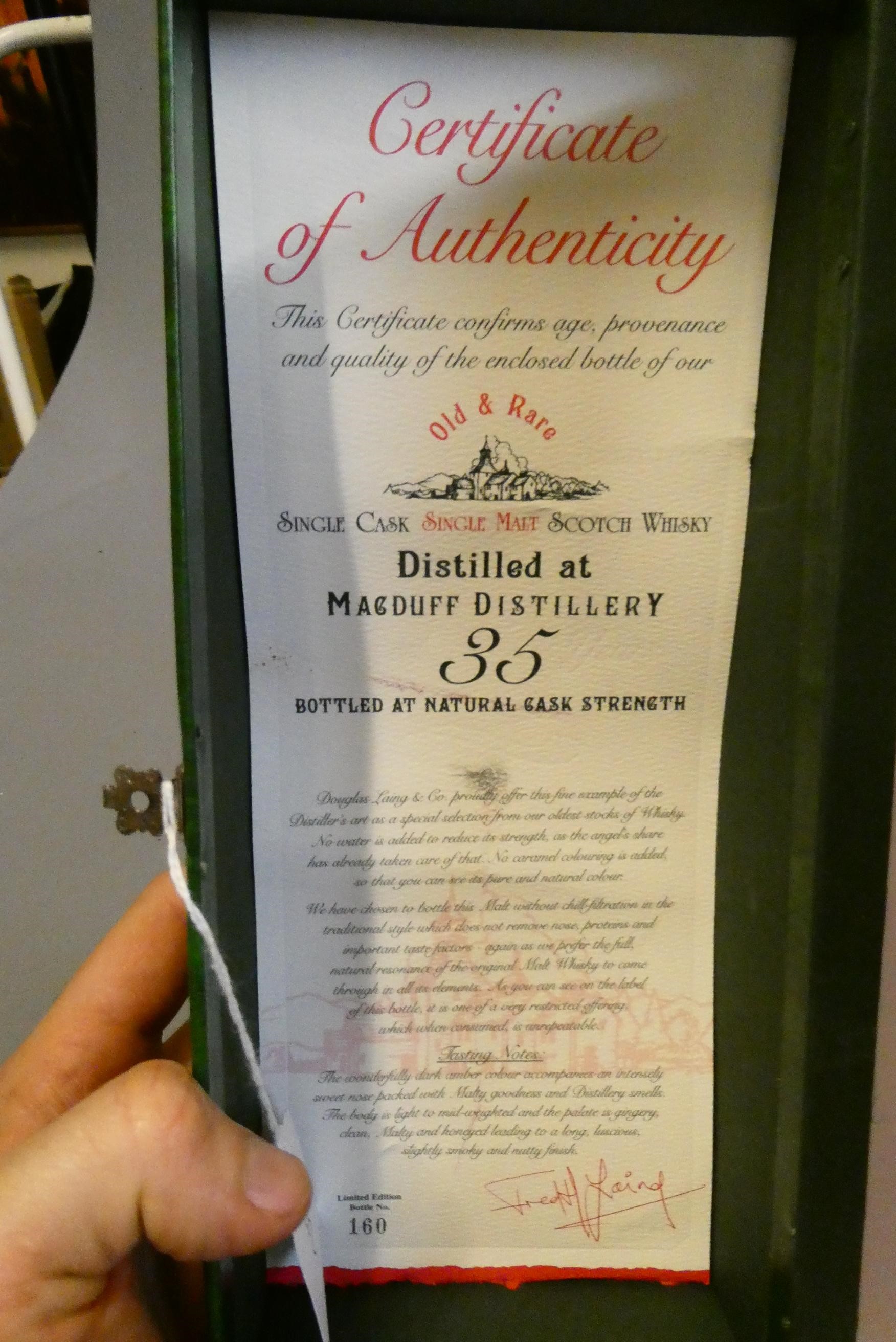 Macduff Distillery 35yr old single cask single malt whisky, "The Old & Rare" Platinum Selection 1967 Image