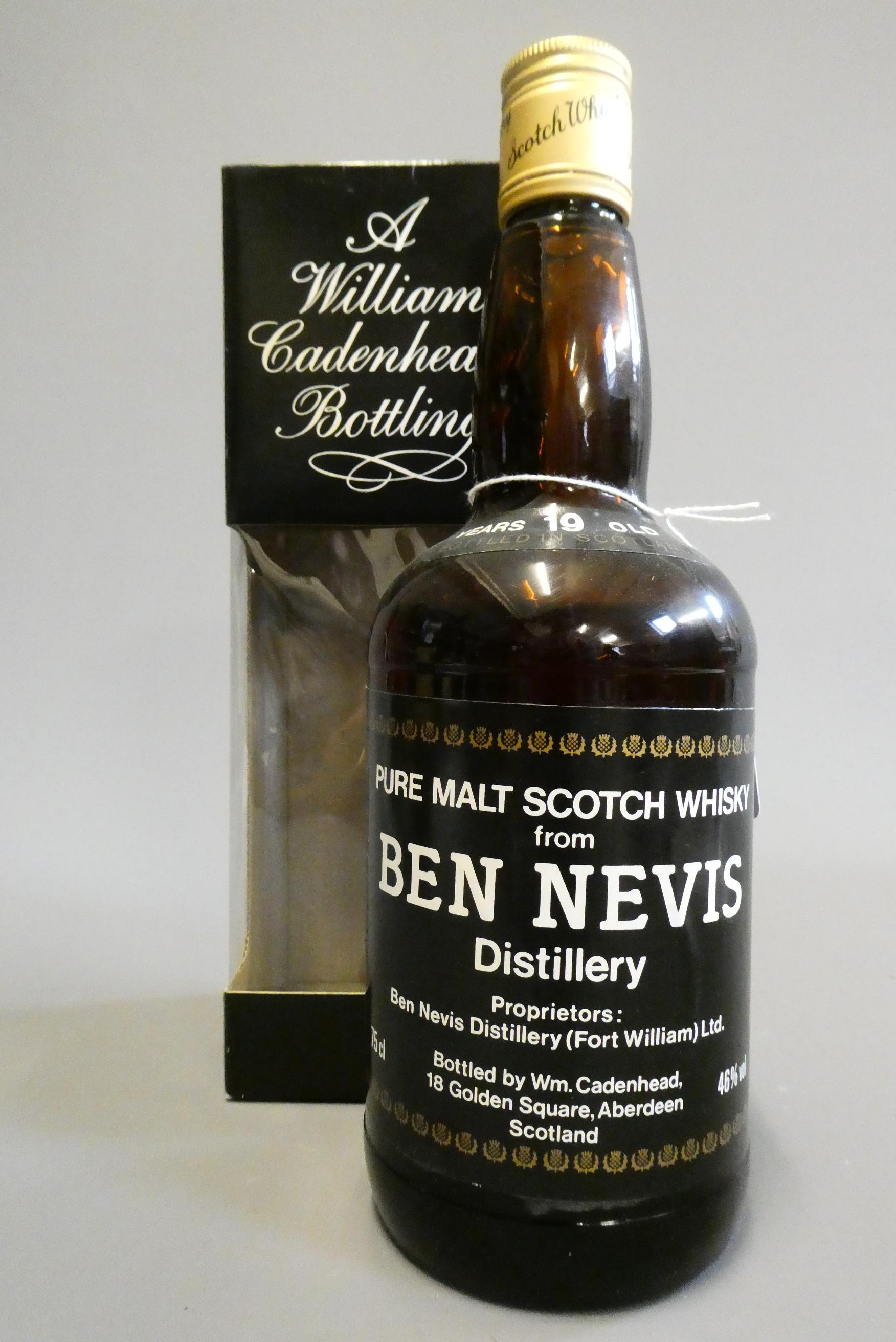 Ben Nevis distillery 19yr old pure malt Scotch whisky, Bottled by Wm. Cadenhead, 75cl, 46%, boxed Image