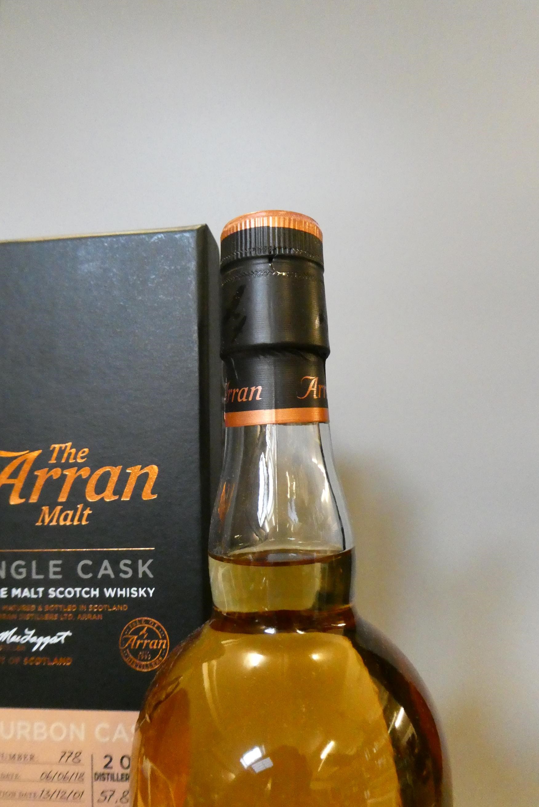 The Arran Malt single bourbon cask, 2001 distillery exclusive, cask number: 778, bottled 06/06/18, Image
