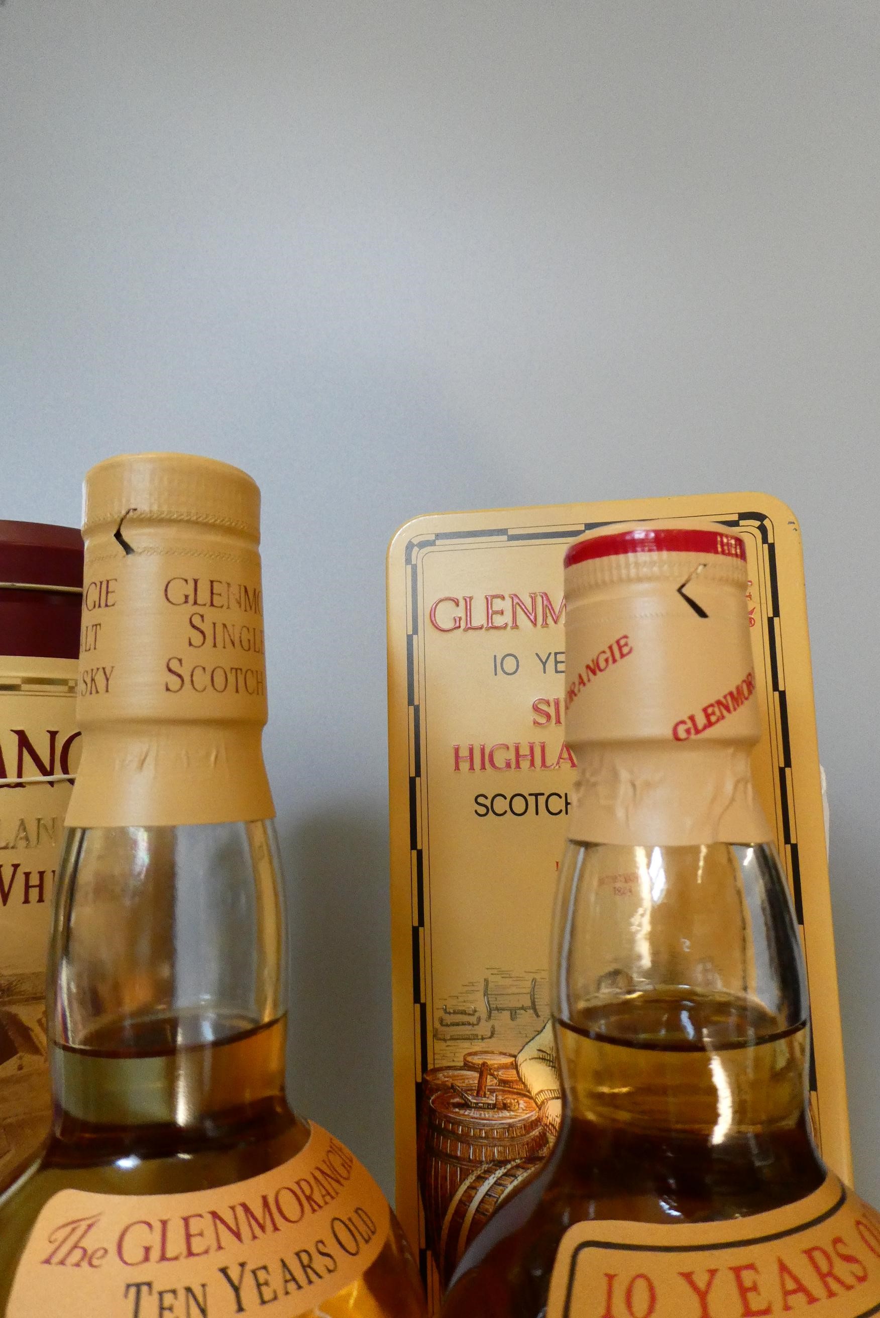 Two bottles Glenmorangie 10yr old single Highland malt Scotch whisky, one 75cl, one 70cl, both 40% Image