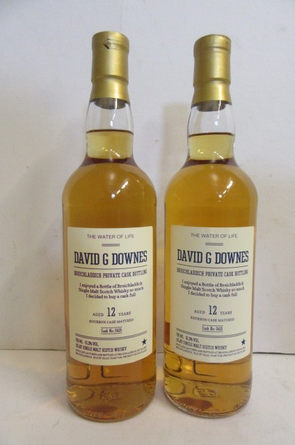 Two bottles Bruichladdich 12 year old private cask bottled Islay Single Malt Image
