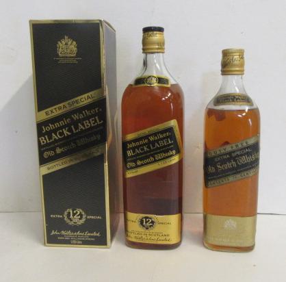 One litre Johnnie Walker Black Label 12 year old Extra Special Old Scotch (boxed) Image
