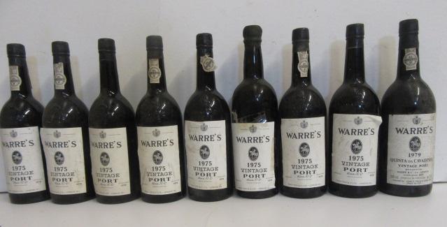 Eight bottles 1975 and one bottle 1979 Warre's (9) Image