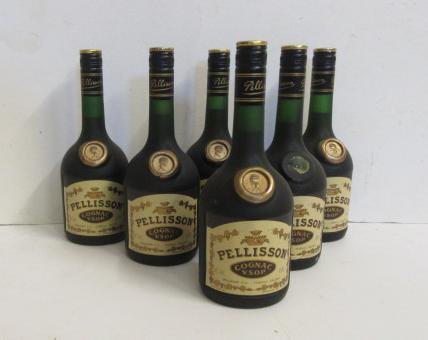 Six bottles Pellison Cognac V.S.O.P.  Image