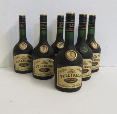 Six bottles Pellison Cognac V.S.O.P.  Image