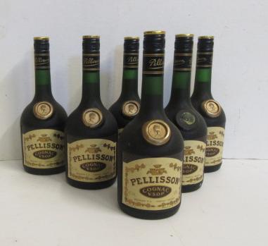 Six bottles Pellison Cognac V.S.O.P. Image